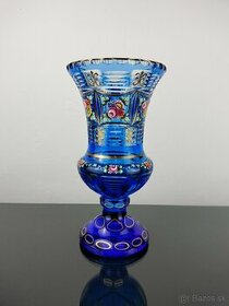 Dizajnový popolník, váza kobaltovo-modrá krištáľová váza - 5