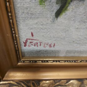 Obraz starožitný  - olejomaľba  signovaná P. Vertési. - 5