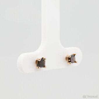 Zlaté napichovacie náušnice s FANCY diamantmi - 5