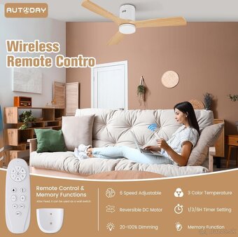 Stropný ventilátor biely s drevom 132 cm vrátane LED - 5