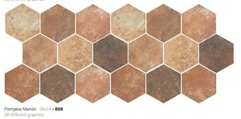 Keramická dlažba 20X24 (cm) - POMPEIA MARRON Hexagon-dizajn - 5