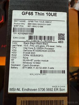 Msi GF65 Thin 10UE - 5