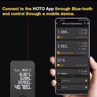 Super Smart BlueTooth Laserový Merač HOTO H-D50, HiLDA 120m - 5