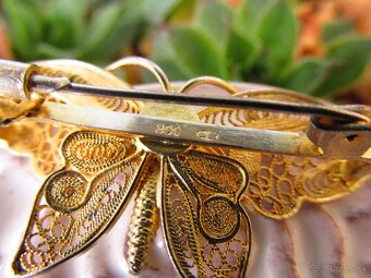 Starý strieborný filigránový motýľ, Ag 800 - 5