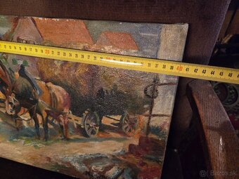 Olejomaľba „Voz so senom“ – Karl Wilhelm Bergmüller - 5