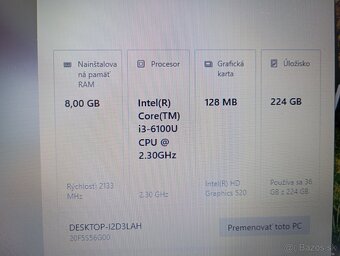 predám Lenovo thinkpad x260 ,Intel(R) Core™i3 , 8gb ram - 5
