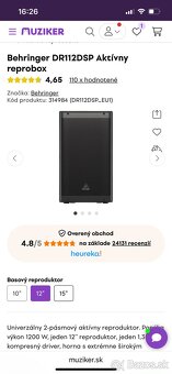 Predám repro Behringer DR112DSP - 5