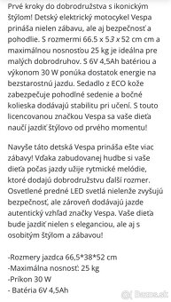 Elektricky  detsky skuter Vespa - 5