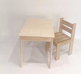 Detský stôl a stolička z masívu - 5