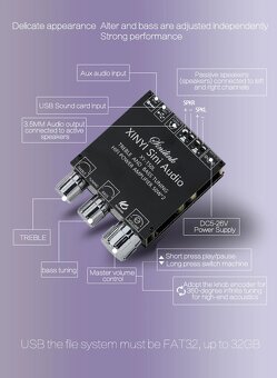 Predám bluetooth HiFi zosilňovač 2x 50W - 5