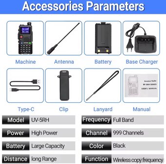 Baofeng UV5-RH 10W farebný displej - 5