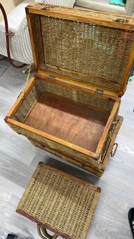 3 ratanové komody kufre, hnedé, prírodné drevo, prírodný rat - 5