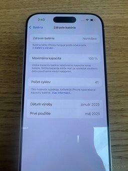 Predám iPhone 16 PRO 128GB, TOP, ZARUKA SK, 100% BAT. - 5