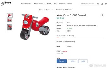 Odrážadlo - motorka Cross Dohány maxi - červená - 5