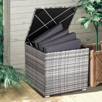 Záhradný ratanový úložný box 75x75x70cm čierny, sivý a hnedý - 5