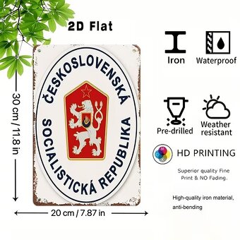 Kovova retro tabula ČSSR 30x20 cm - 5