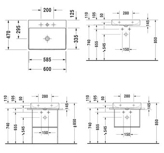 Umývadlá Duravit DuraSquare 600 x 470 - 5