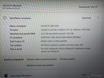 #108 HP EliteBook 850 G6/i7 8565U/32GB DDR4/256GB SSD - 5