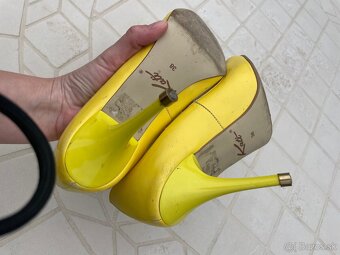 Žlté lodičky kožené - 5
