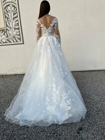 Nové čipkové trblietavé svadobné šaty s dlhým rukávom - 5