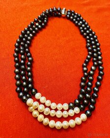 Trojradový perlový náhrdelník - pravé perly - 5