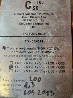 Trojvrstvovy nerezový komin Komínox DX. - 5