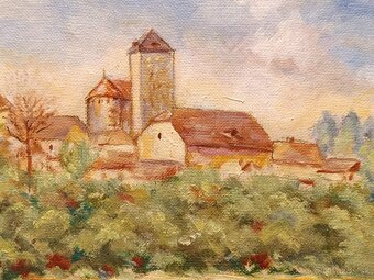 Obraz J. Rybář, Týnec nad Sázavou, olej na desce 49x63 - 5