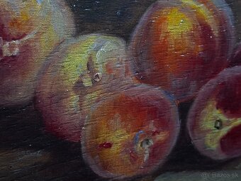 Predám starožitný obraz olej na dreve zátišie 28x24cm - 5