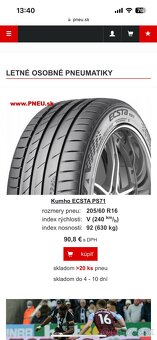 Letné pneu 4ks R16 KUMHO - 5