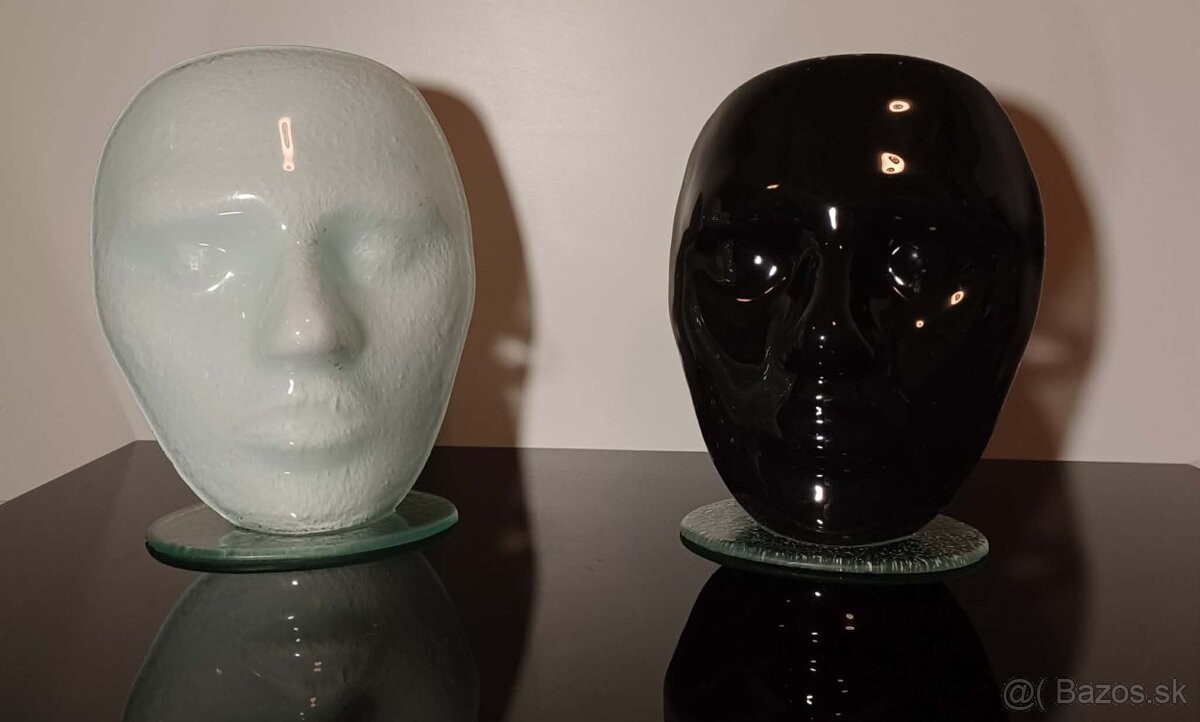 Zaujímavá sklenená plastika tvár - 6
