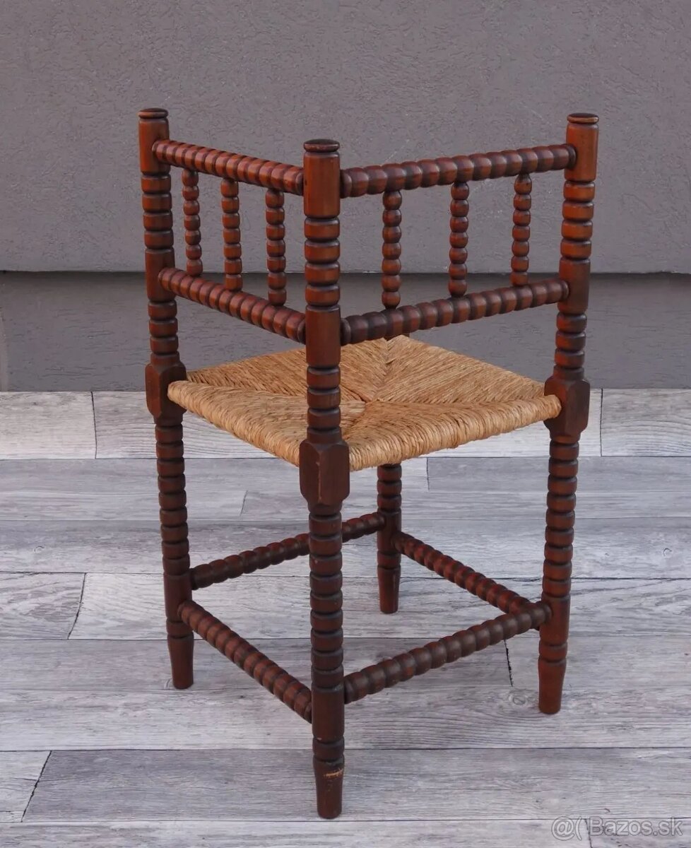 Stolička francúzska starožitná – rohová. - 6