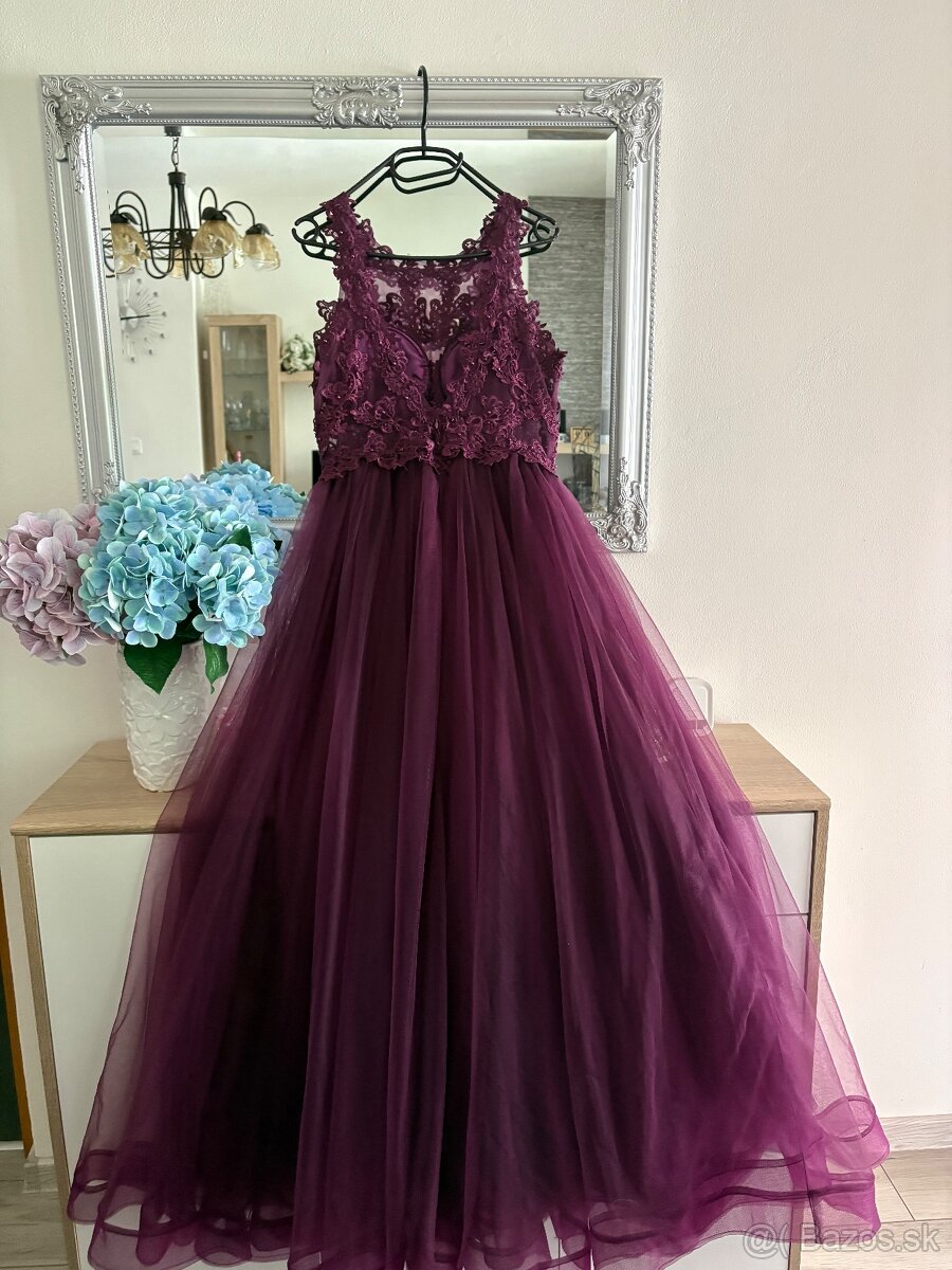 Fialové spoločenské šaty 38/M - 6