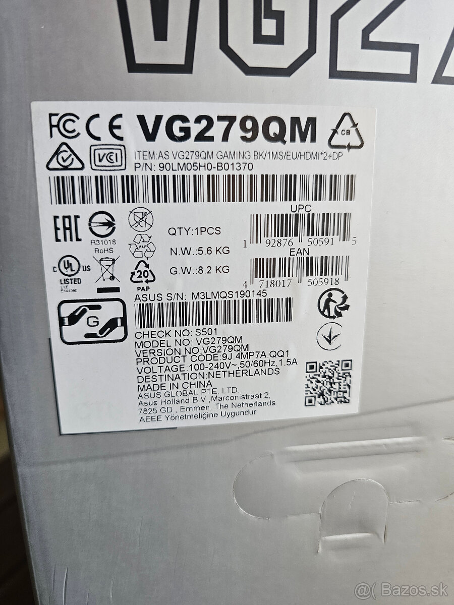 Herný monitor ASUS VG279 – 27" Full HD, 240/280Hz, IPS - 6