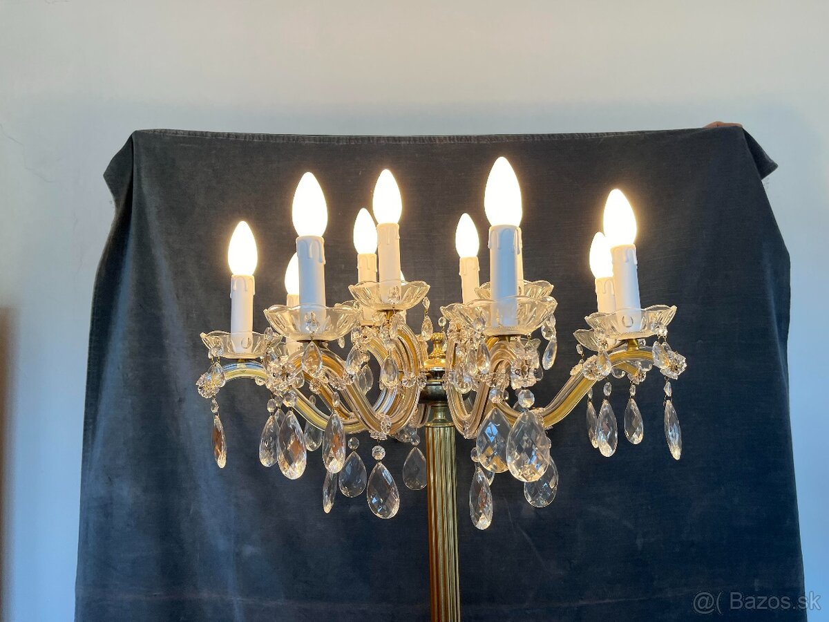 Stojaca lampa - mosadz, krištáľ - 6