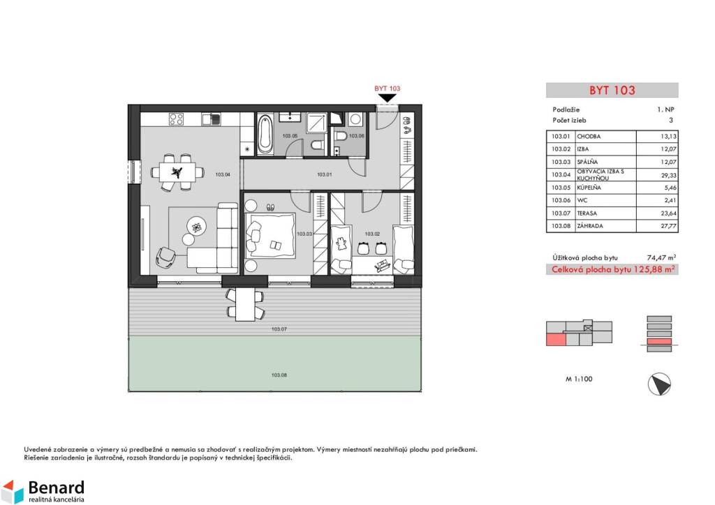BD RELAX; 3 IZBOVÝ BYT; 1.NP; ZÁHRADKA; 98,12m2; - 6
