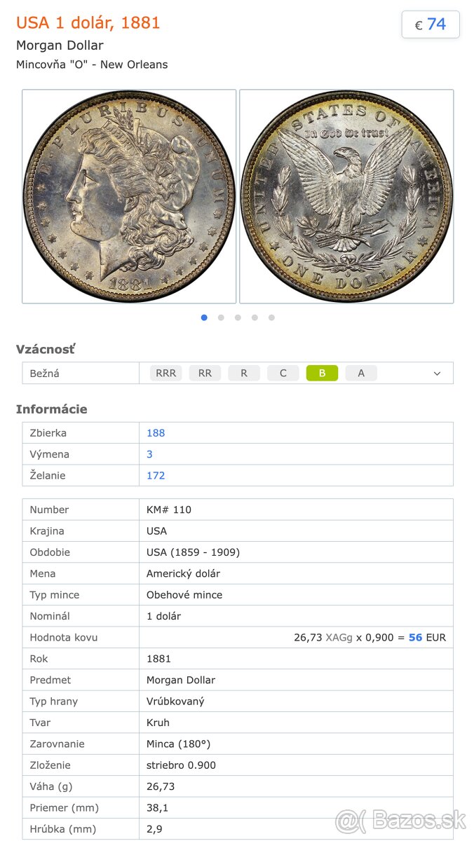 Pamätné strieborné mince USA - 6