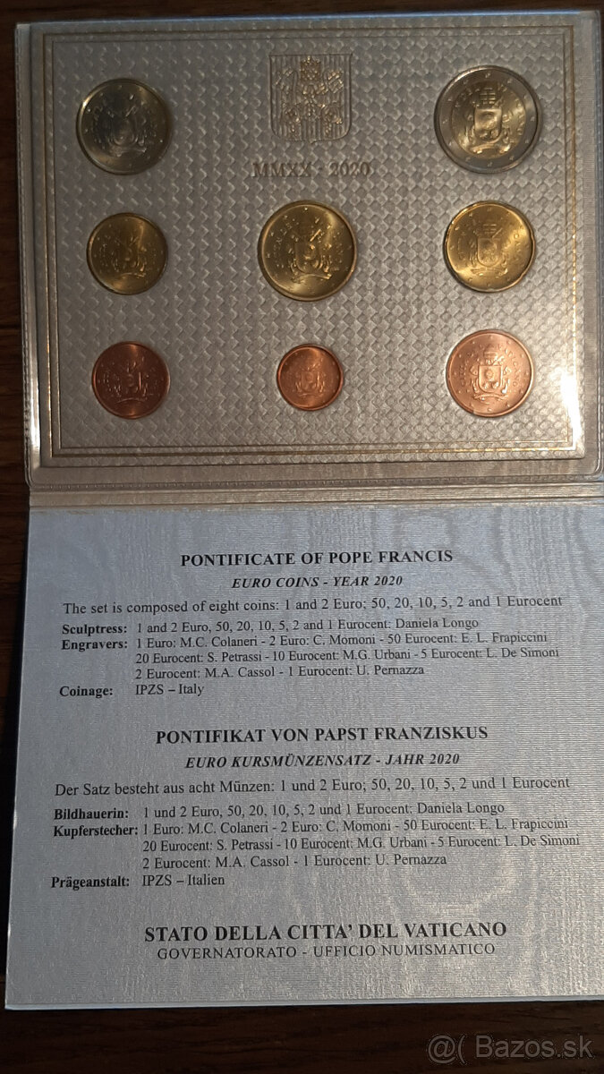Kompletná zbierka UNC euromincí Vatikán (2002–2024)na predaj - 6