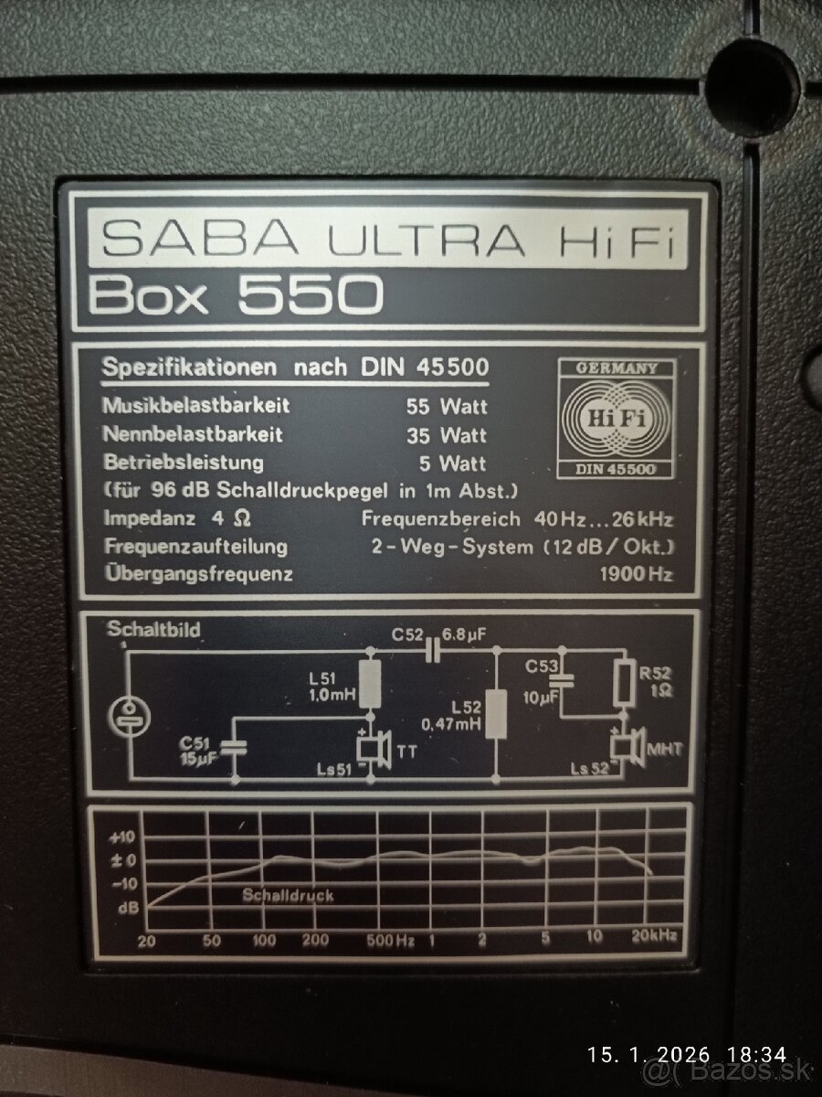 SABA ULTRA HIFI BOX 550...1978-1980 - 6