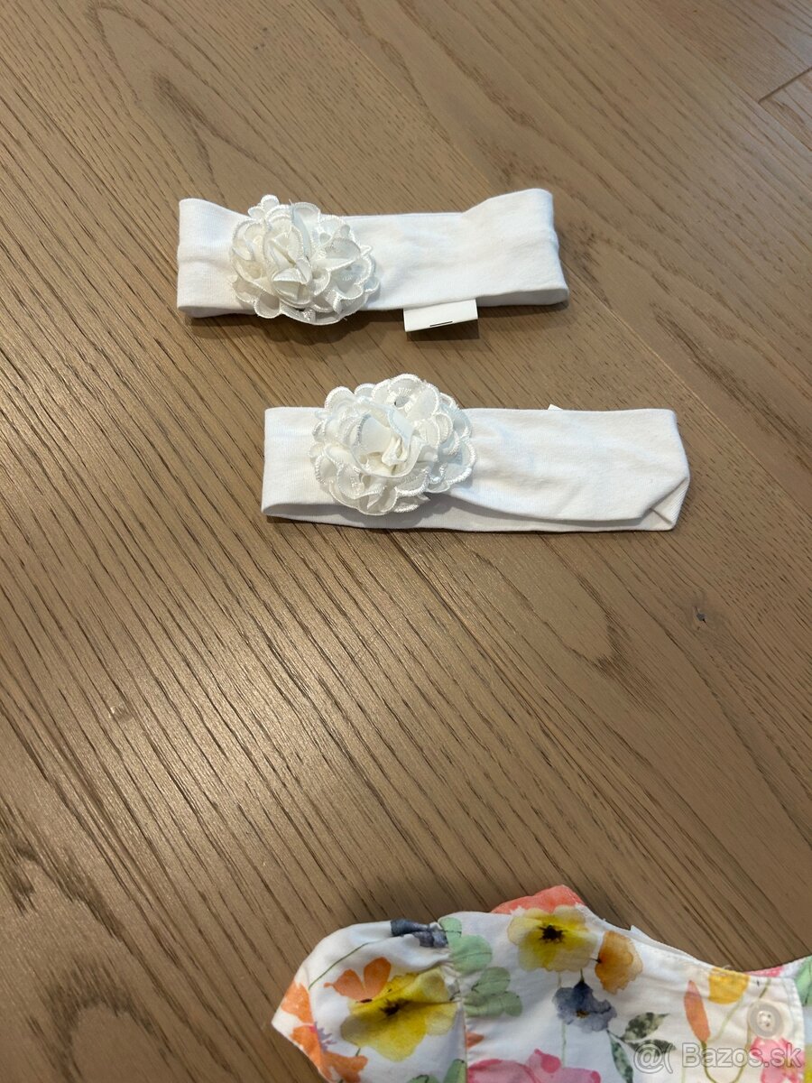 Slávnostné letné šaty pre dvojičky s čelenkou č.74 - 6