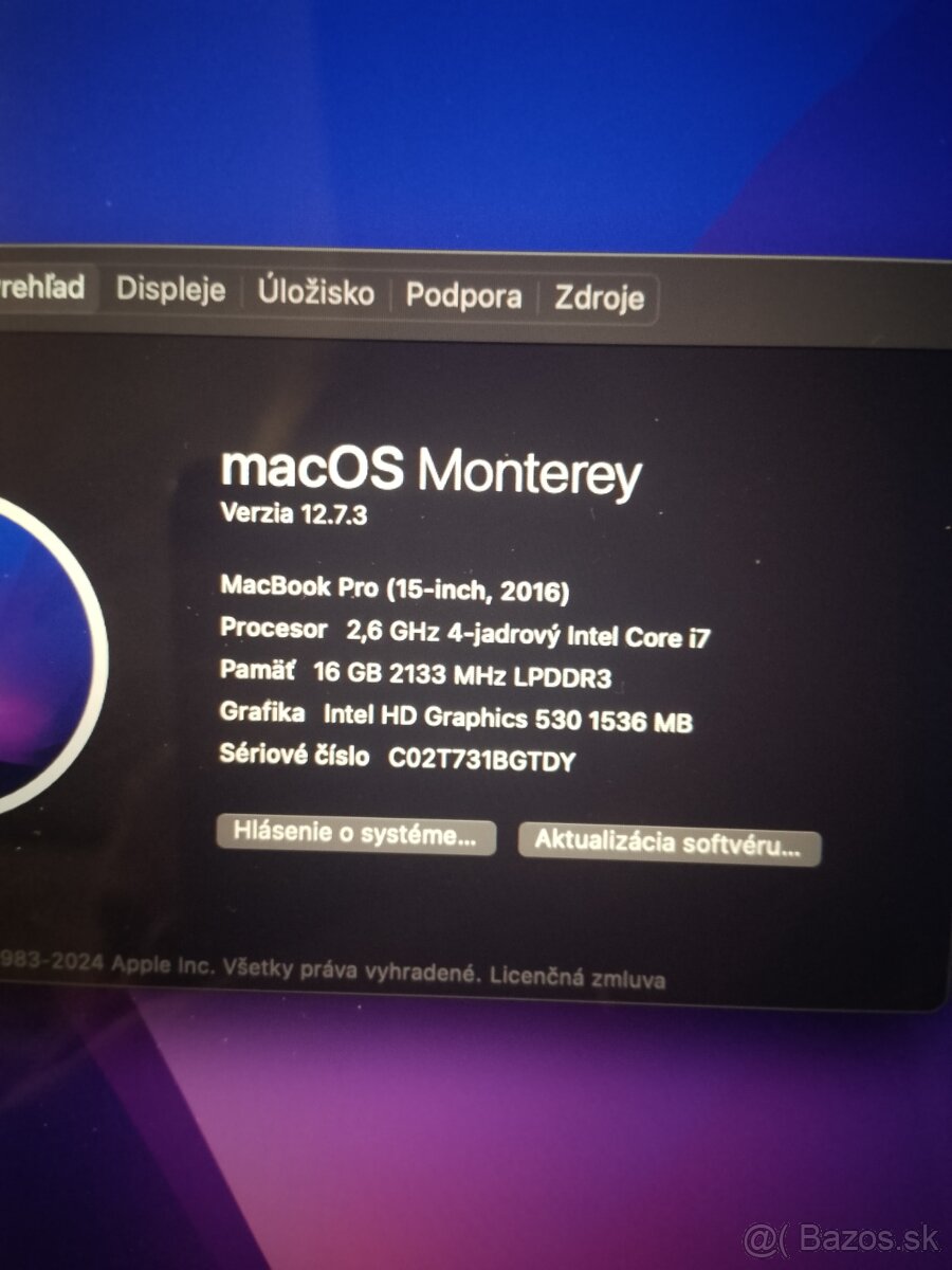 MacBook Pro 15inch 2016 / 16GB/256GB Super stav - 6