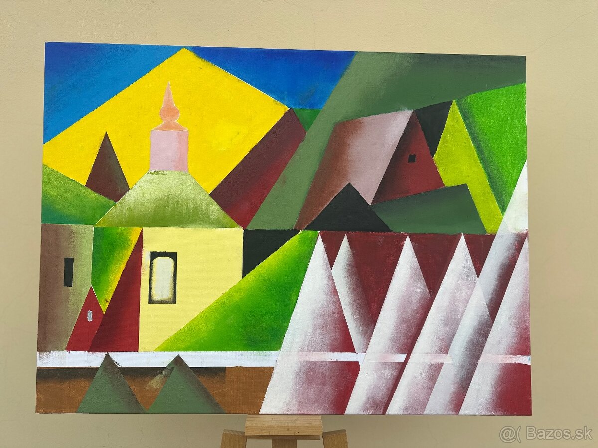 Vlkolínec olej na plátne v živých farbách - 6