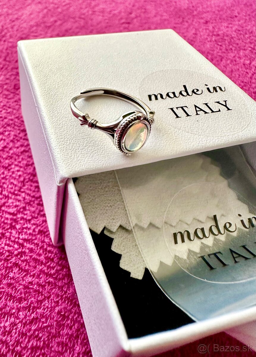 Nový strieborný vintage prsteň s opálom - 6