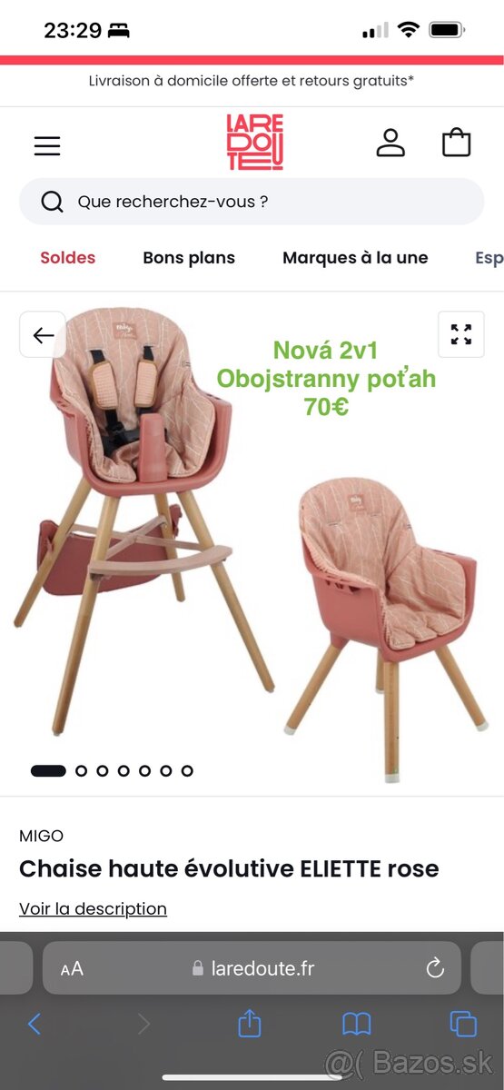 Jedálenska stolička rastúca ružová nová - 6