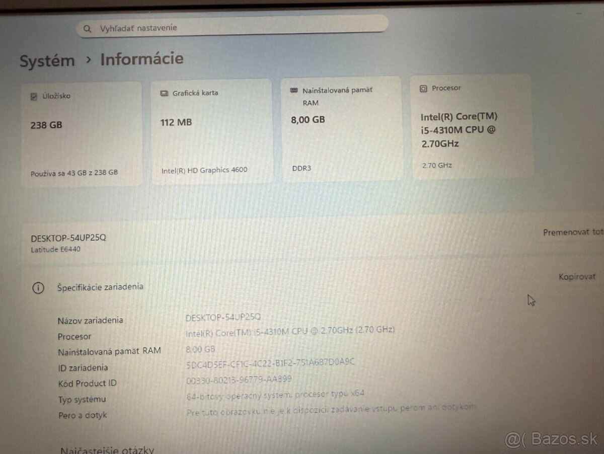 Dell Latitude E6440 i5 / 8GB / SSD / Win11 originál - 6