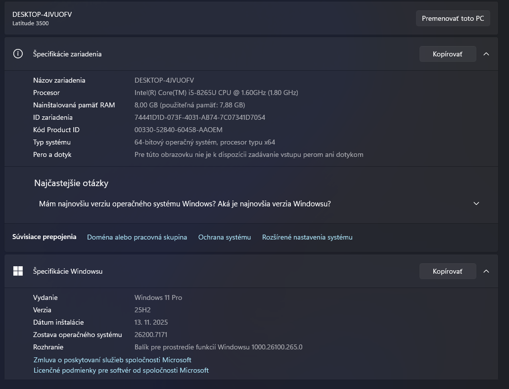 DELL Latitude 3500 - 15.6" / i5 / SSD / nová batéria - 6