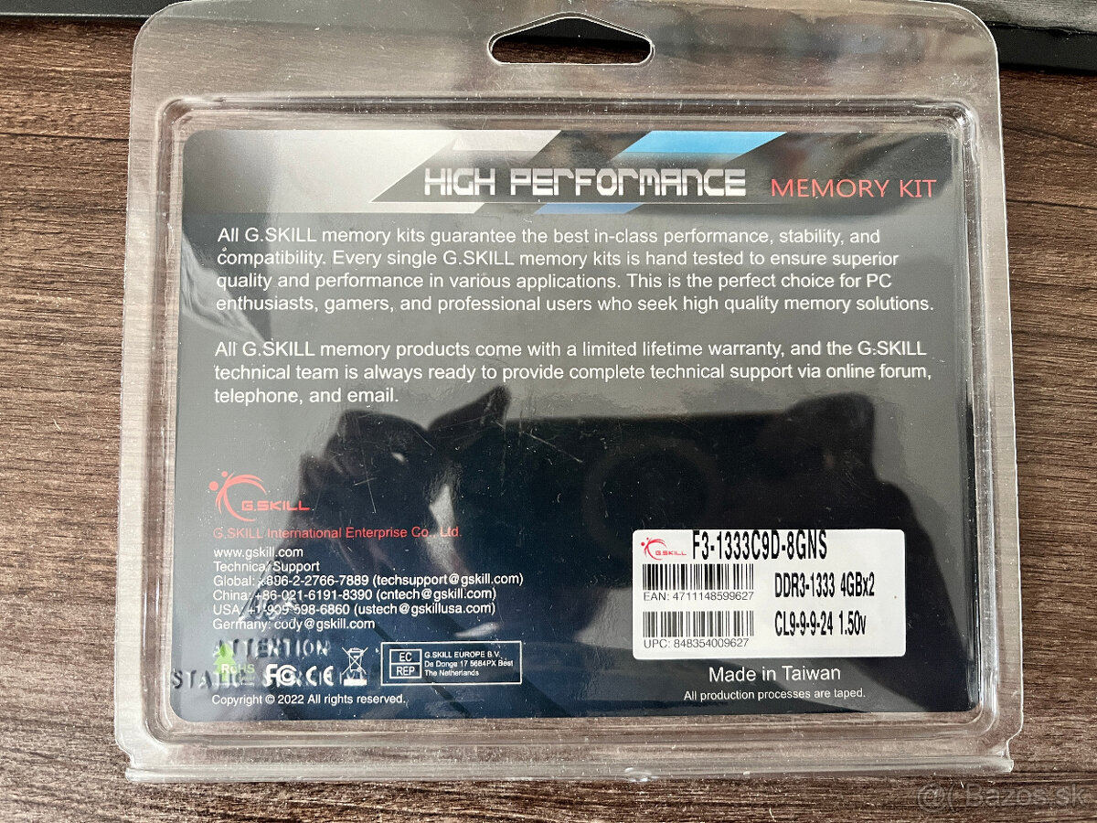 G.SKILL 1333MHz DDR3 8GB (2x4GB) - 6