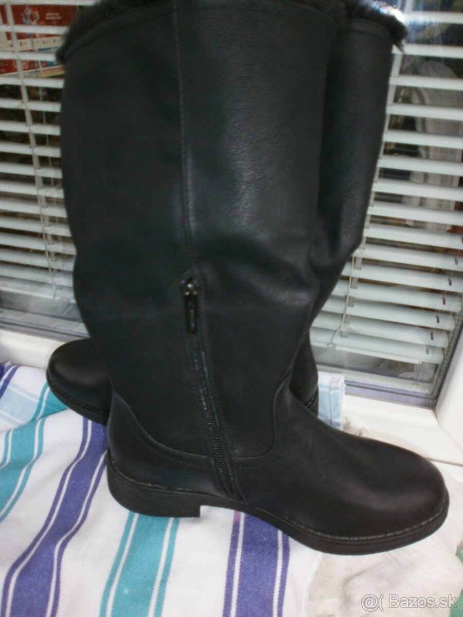 Čižmy dámske,kožené,čierne,zateplené-ZĽAVA 50% - 6