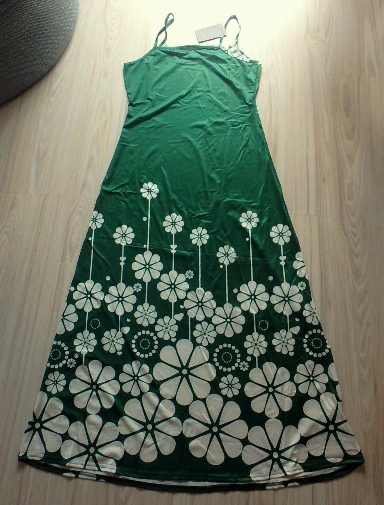 Zeleno biele letné maxi šaty, v. M/L - 6