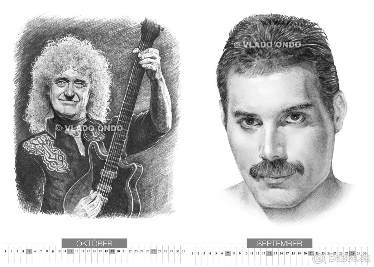 unikátny kreslený kalendár Freddie Mercury Queen - 6
