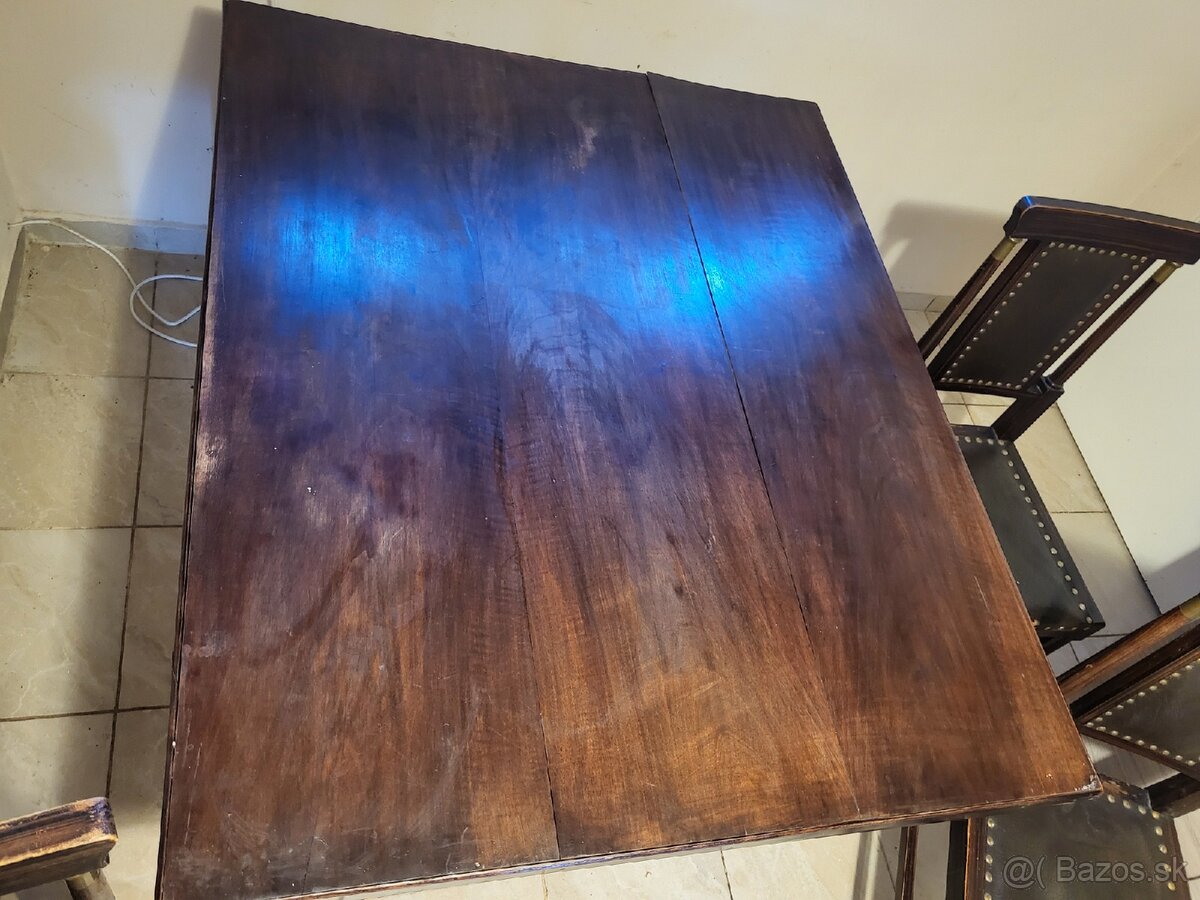 Starožitný rozťahovaci stôl a stoličky - 6